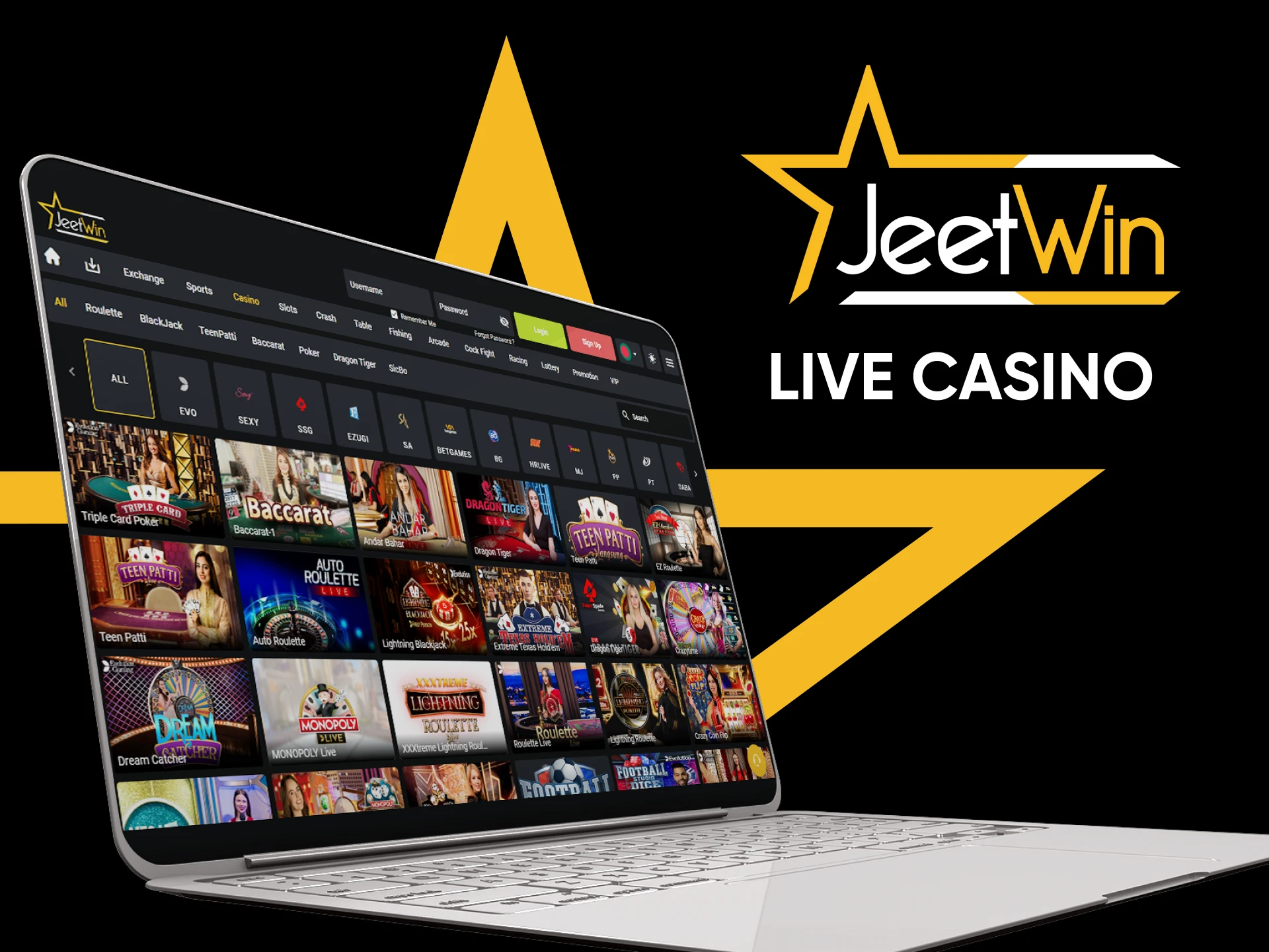 To play on Jeetwin, choose a live casino.