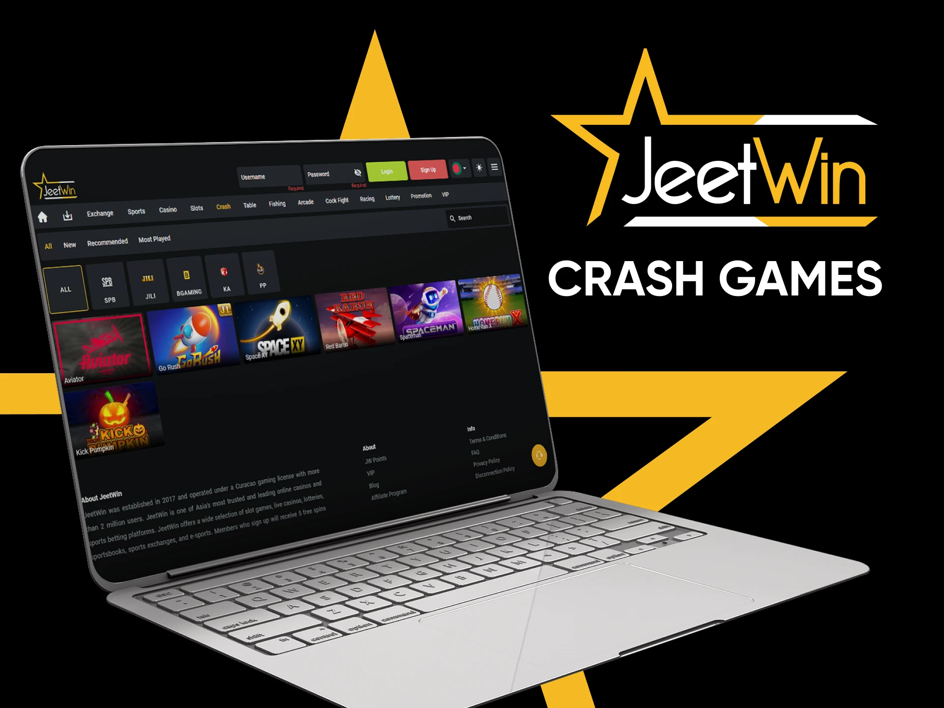 For casino games, choose the crash games section from JeetWin.