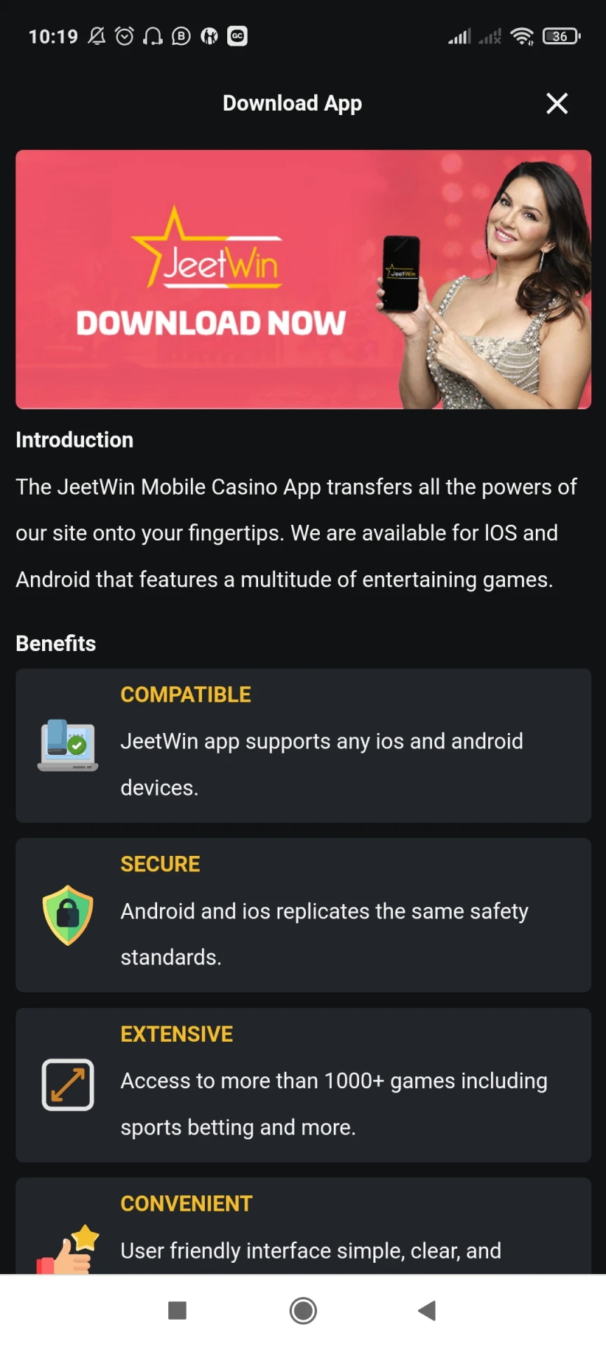 Start downloading Jeetwin app for Android.