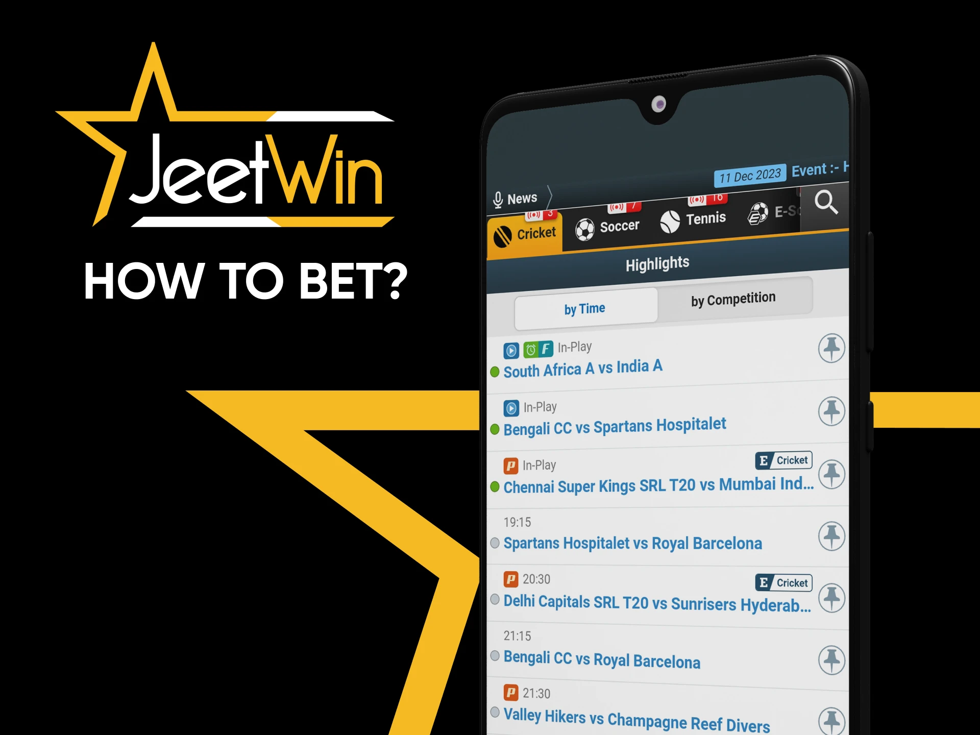 We will show you how to place a bet in the Jeetwin application.