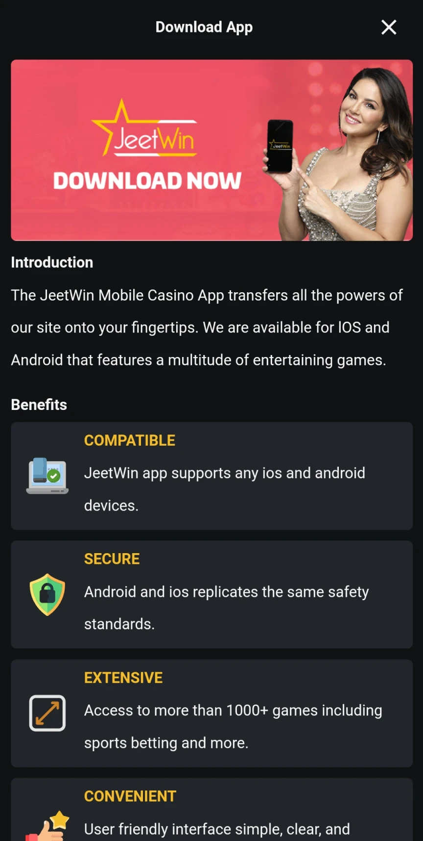 Start downloading Jeetwin app for iOS.