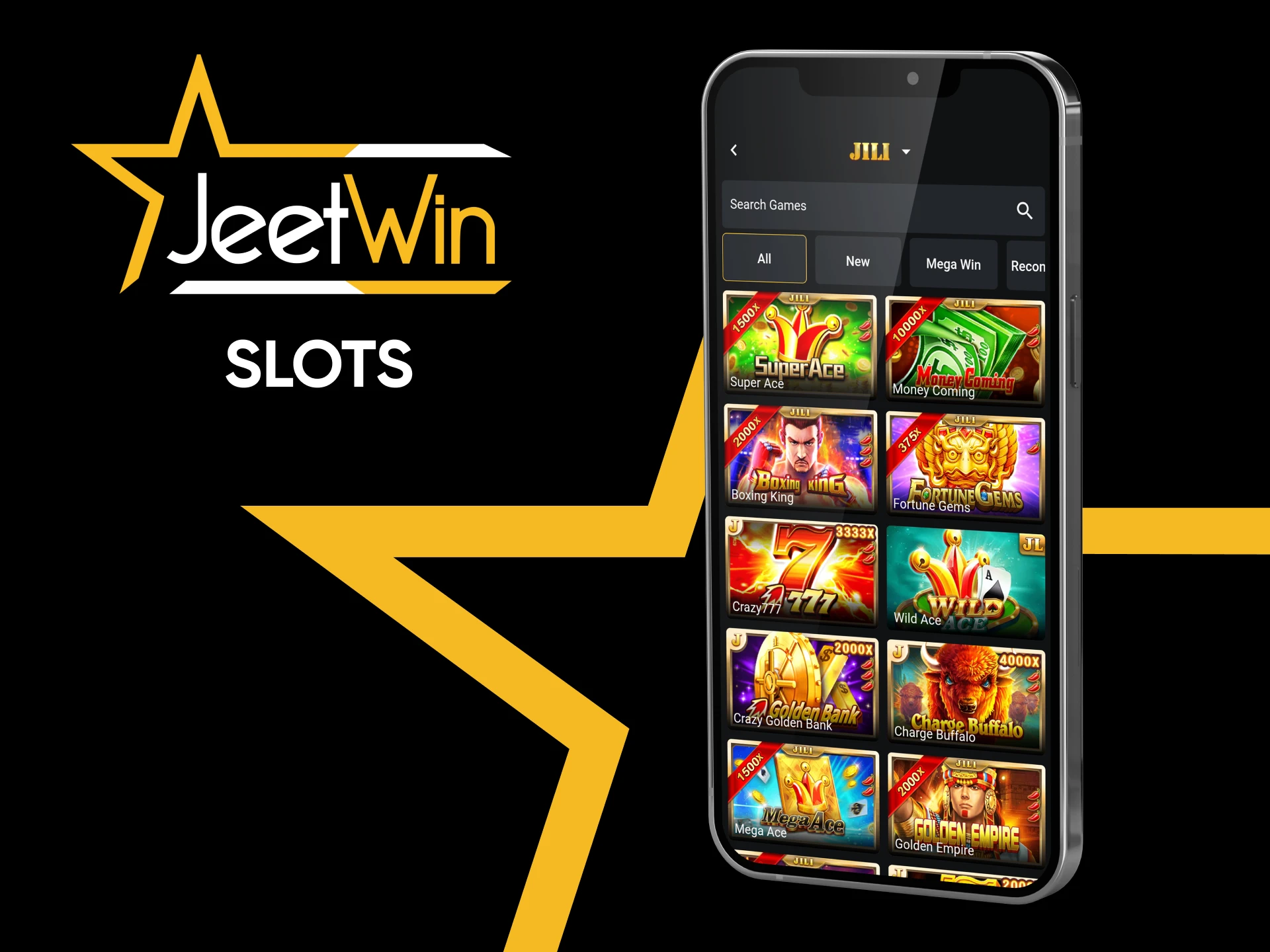 To play casino games in the Jeetwin application, select the slots section.