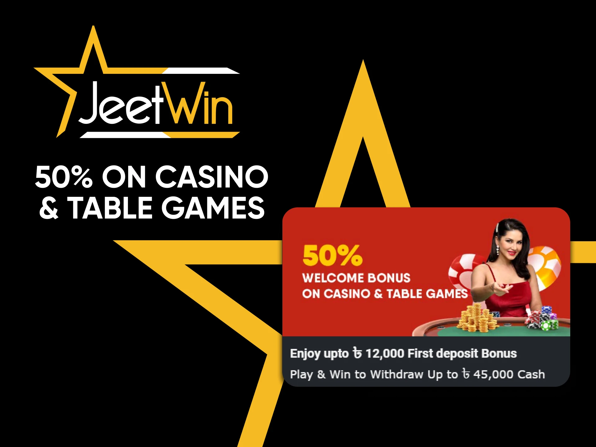 JeetWin provides a welcome bonus for casino games.