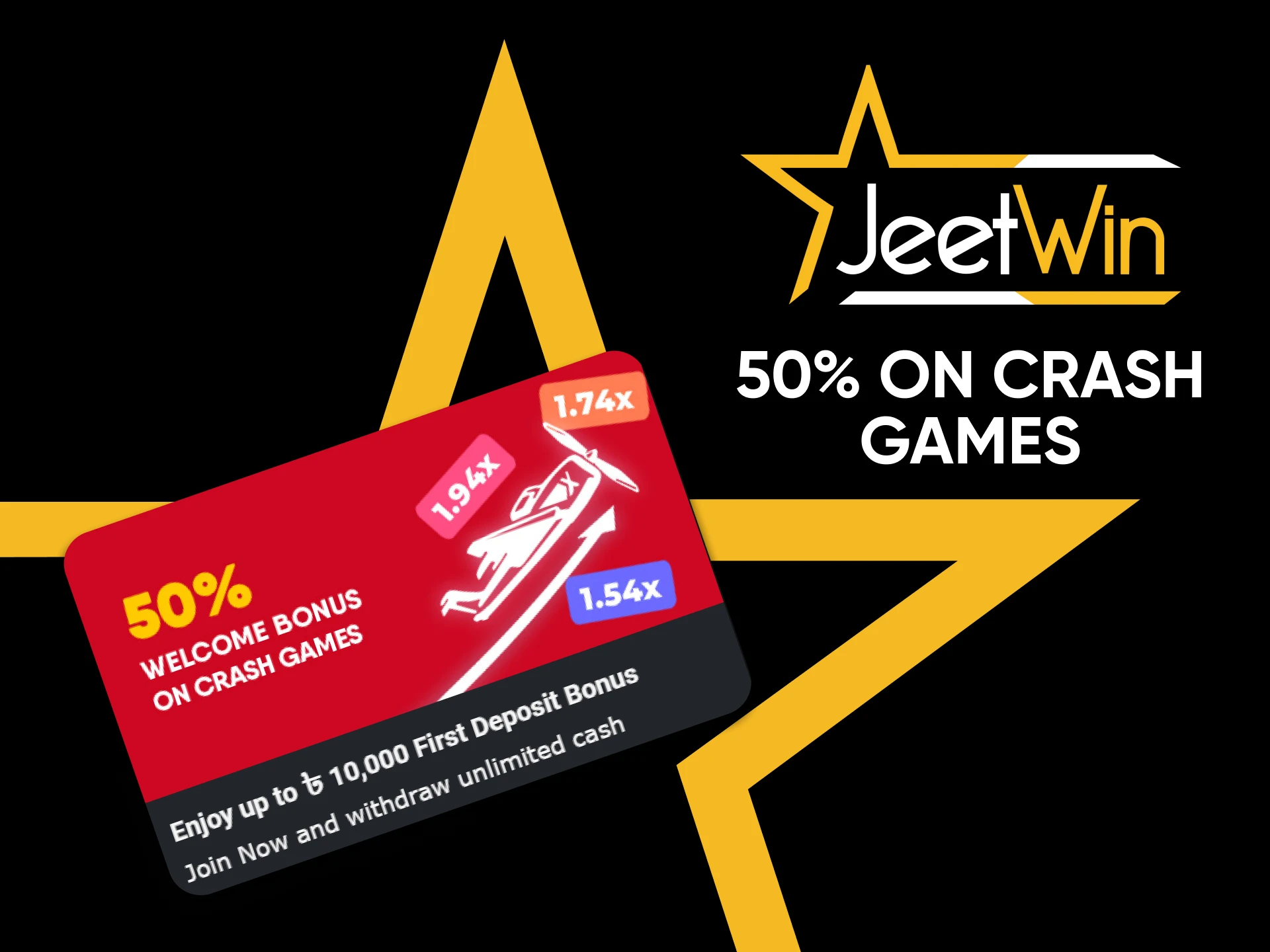 JeetWin provides a welcome bonus for crash games.