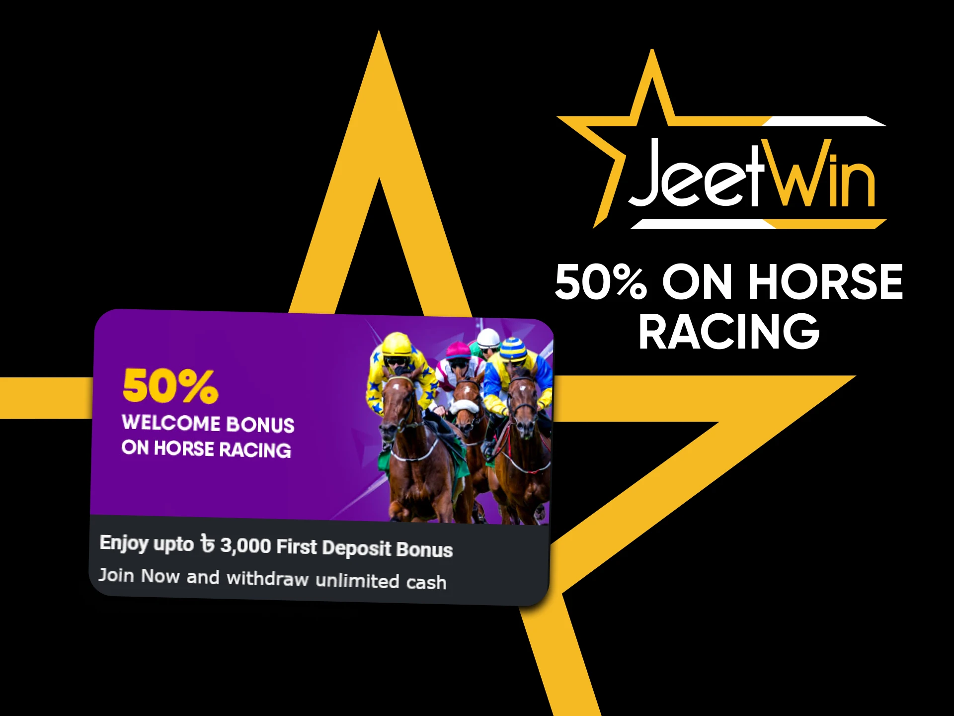 JeetWin provides a welcome bonus for horse racing.