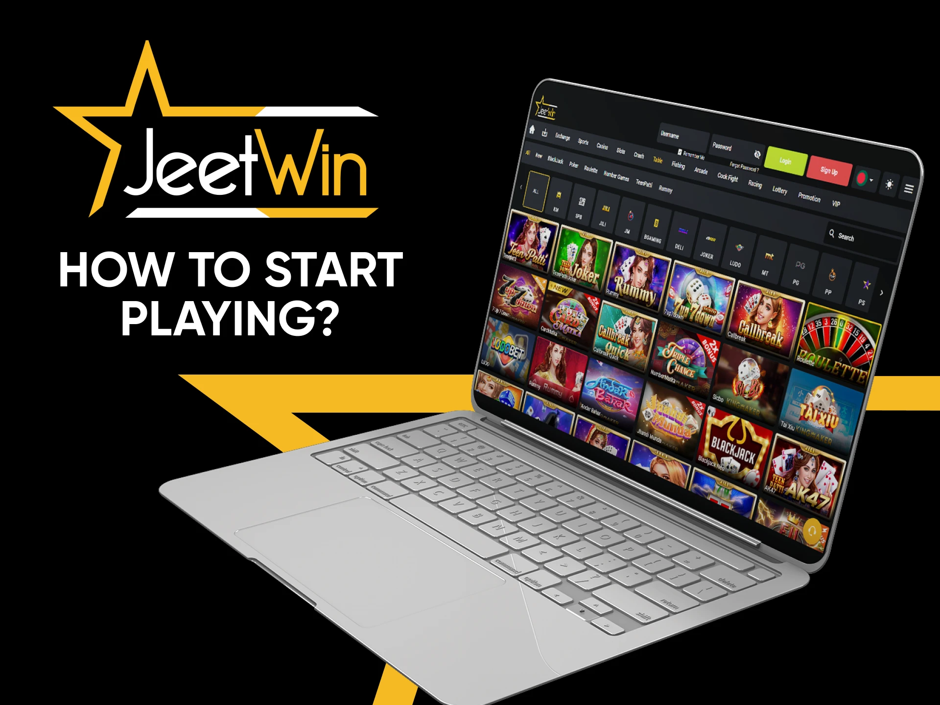 We will show you how to start playing at the Jeetwin casino.